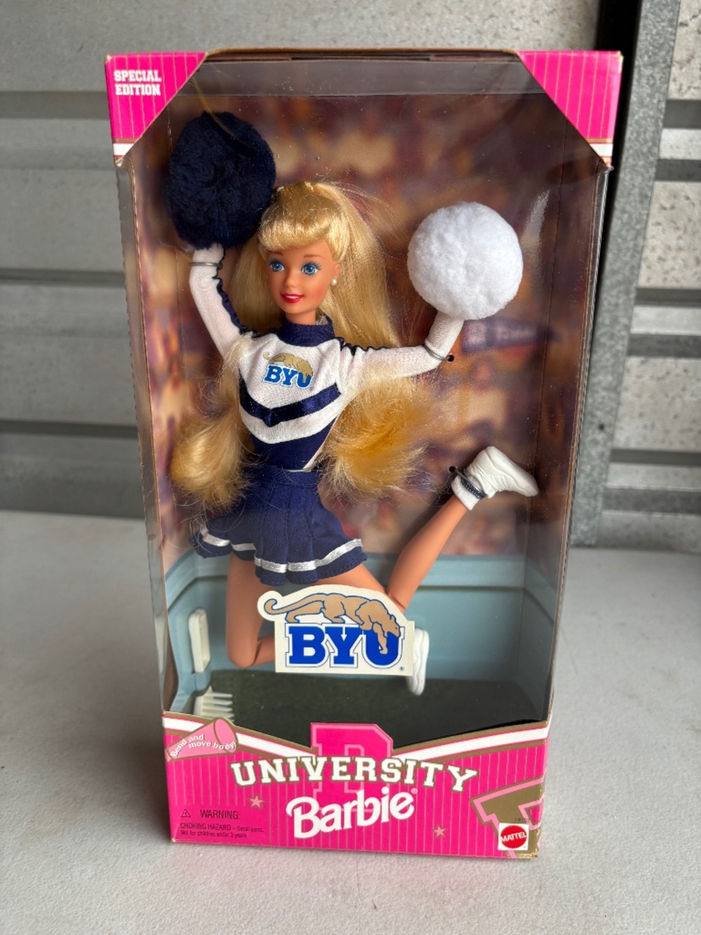 *Rare* BYU Cougars University Cheerleader Barbie Doll Special Edition Mattel NEW